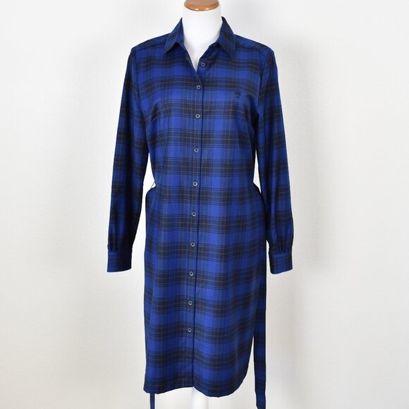 Brooks Brothers Plaid Wool Belted Shirt Dress - 10 - Picture 8 of 9